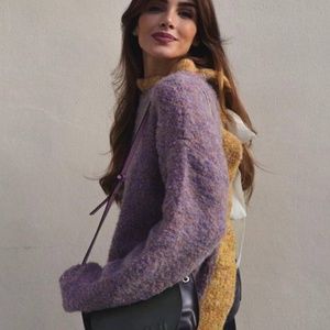 ZARA Wool Blend Oversized Knit Sweater with Bow